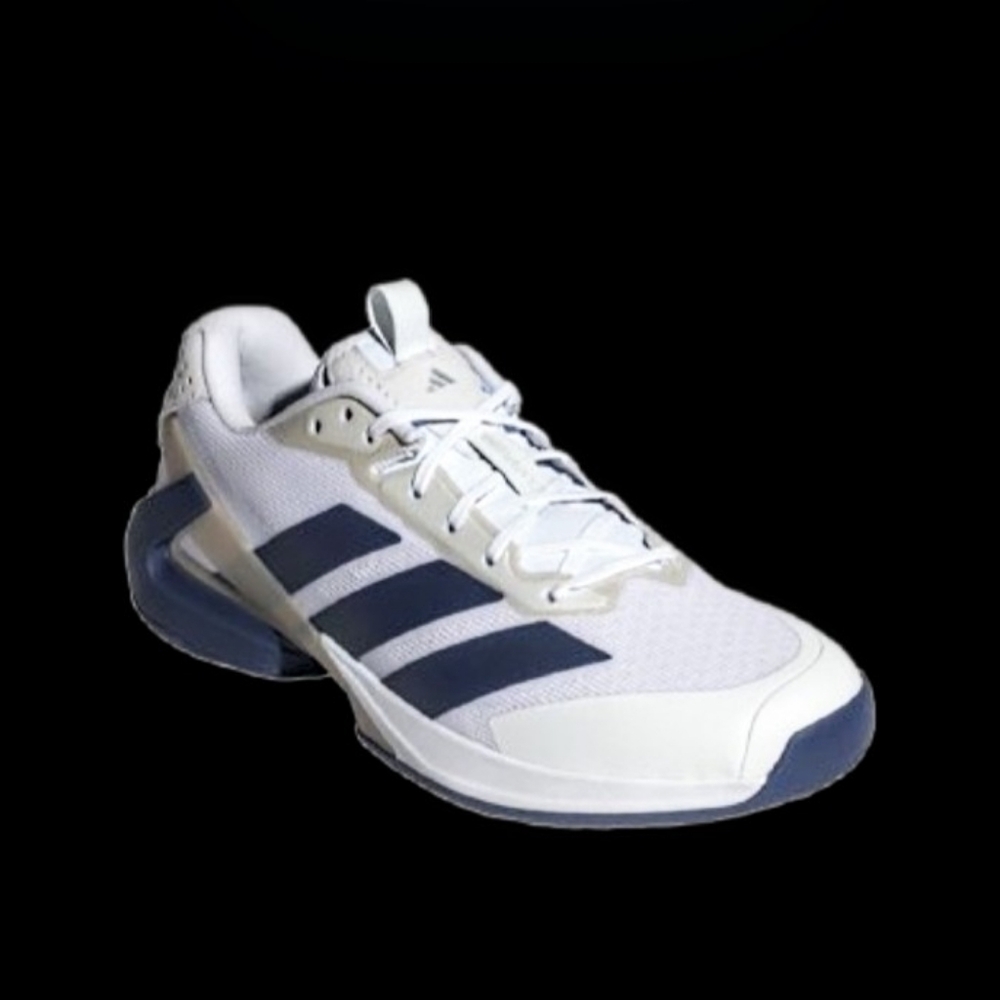 Adidas Ubersonic 5 Tennis Pickleball Mens Size 9 White Blue Silver